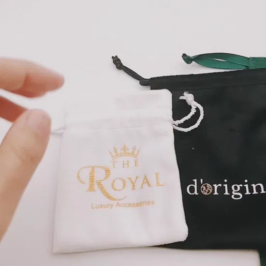 Mini sacs en velours avec cordon de serrage avec Logo personnalisé, sac en tissu à main en velours pour bijoux, cadeau