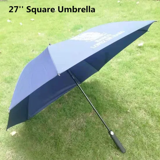 Parapluie de golf carré droit coupe-vent ouvert automatique d'extérieur d'usine de 27 pouces
